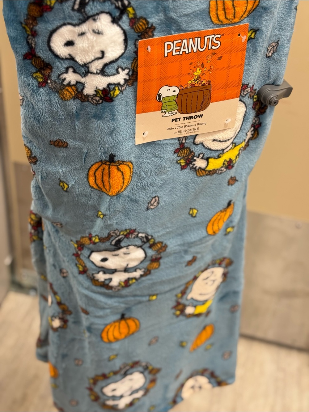 Peanuts Light Blue Snoopy & Pumpkin Pet Throw